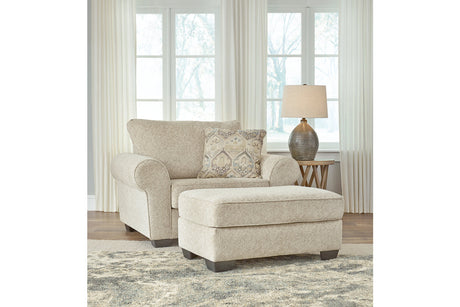 Haisley Ivory Oversized Chair and Ottoman -  Ashley - Luna Furniture