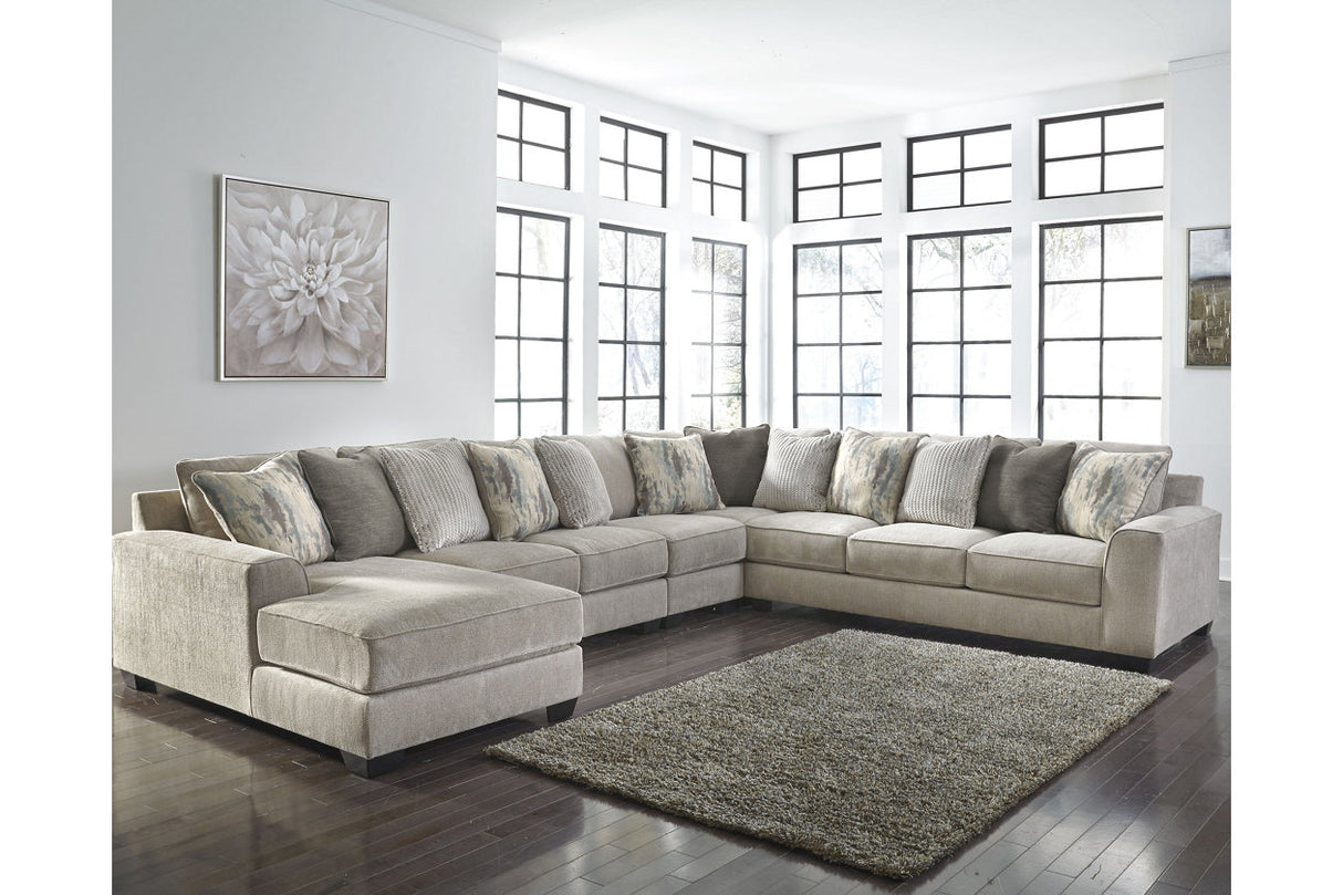 Ardsley Pewter 5-Piece Sectional with Chaise from Ashley - Luna Furniture