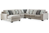 Ardsley Pewter 5-Piece Sectional with Chaise from Ashley - Luna Furniture