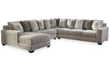 Ardsley Pewter 4-Piece Sectional with Chaise from Ashley - Luna Furniture