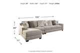 Ardsley Pewter 3-Piece Sectional with Chaise from Ashley - Luna Furniture