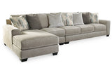 Ardsley Pewter 3-Piece Sectional with Chaise from Ashley - Luna Furniture