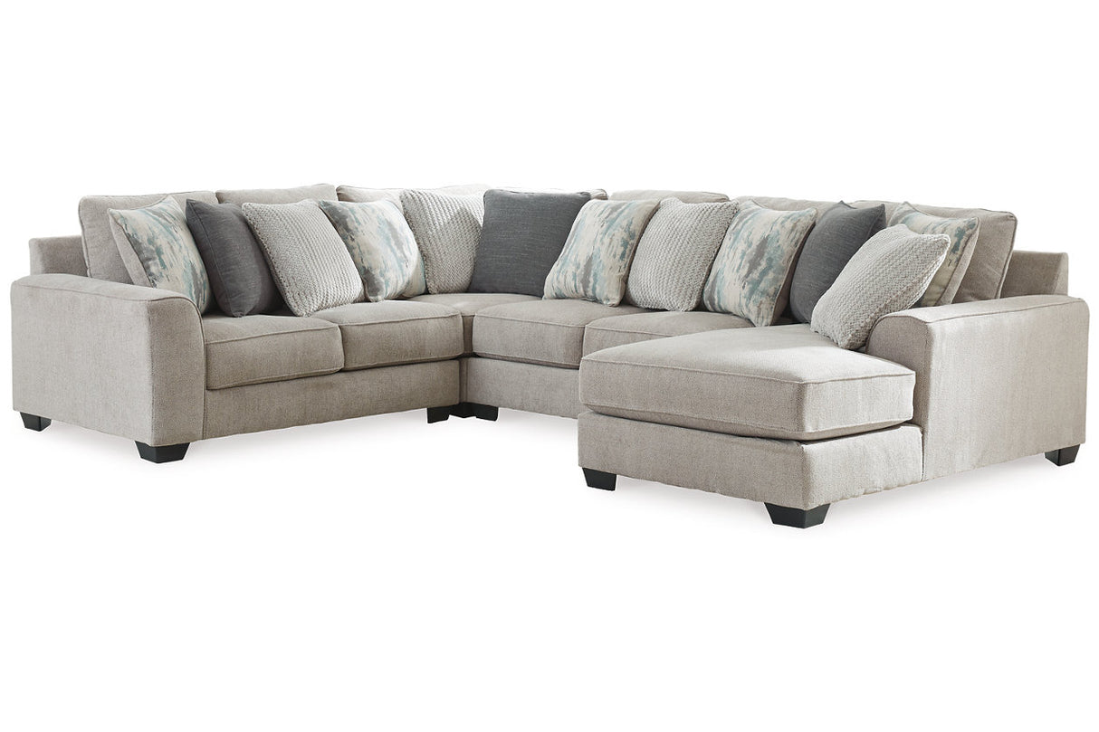 Ardsley Pewter 4-Piece Sectional with Chaise -  Ashley - Luna Furniture