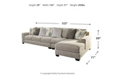 Ardsley Pewter 3-Piece Sectional with Chaise -  Ashley - Luna Furniture