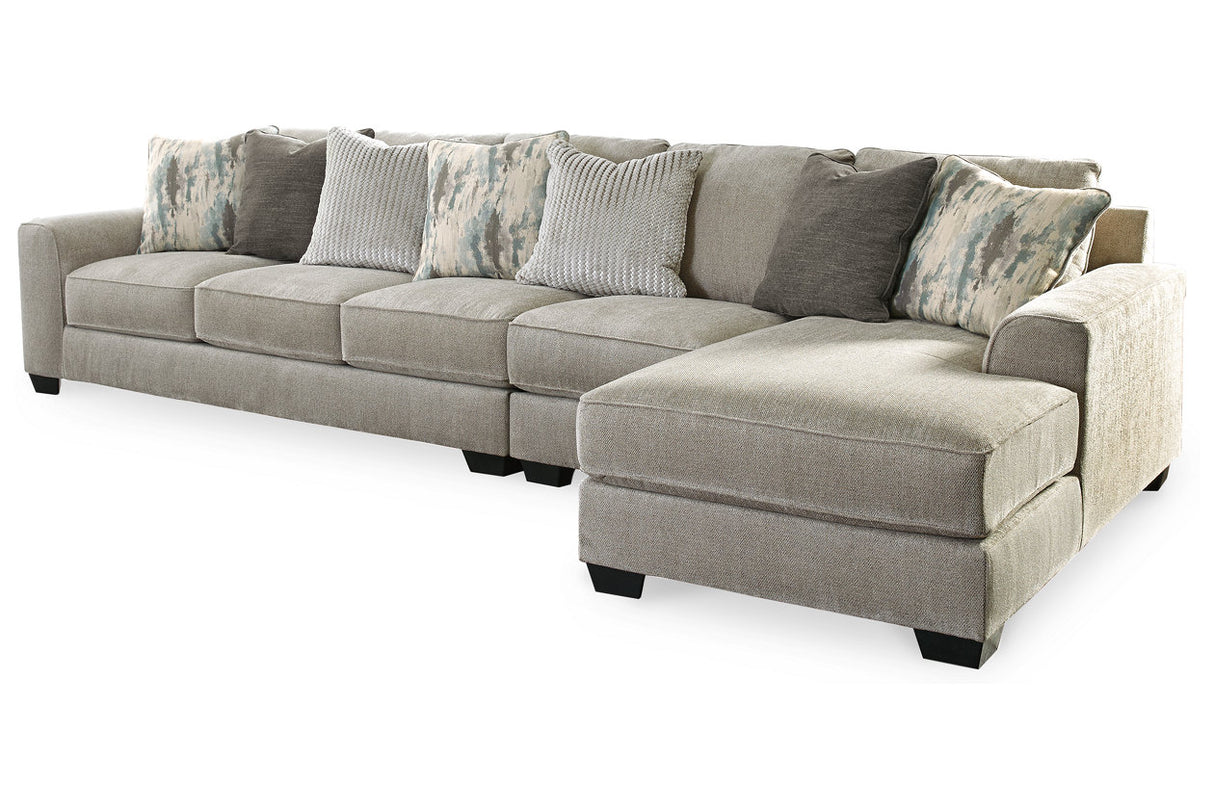 Ardsley Pewter 3-Piece Sectional with Chaise -  Ashley - Luna Furniture