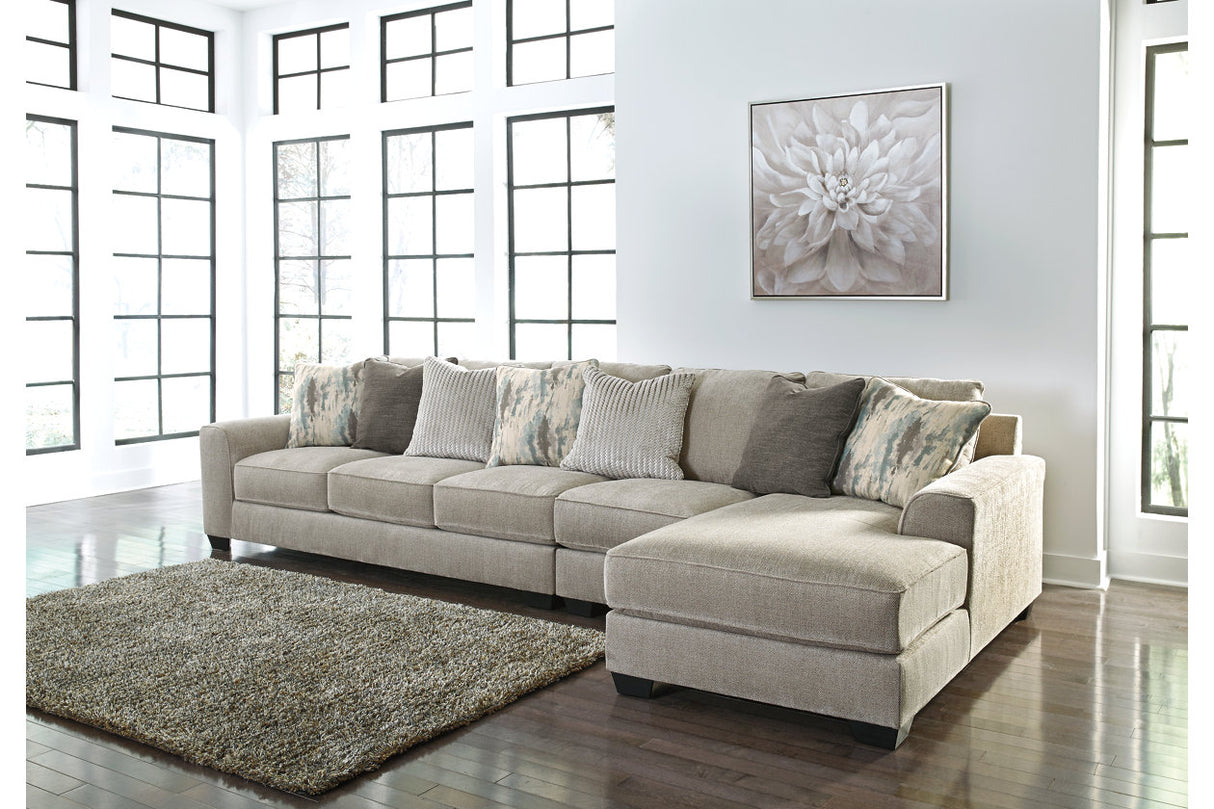 Ardsley Pewter 3-Piece Sectional with Chaise -  Ashley - Luna Furniture