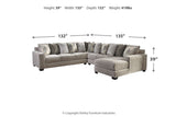 Ardsley Pewter 4-Piece Sectional with Chaise -  Ashley - Luna Furniture