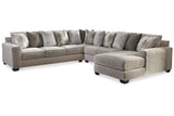 Ardsley Pewter 4-Piece Sectional with Chaise -  Ashley - Luna Furniture