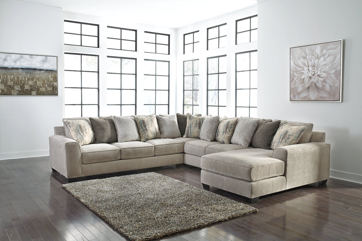 Ardsley Pewter 4-Piece Sectional with Chaise -  Ashley - Luna Furniture