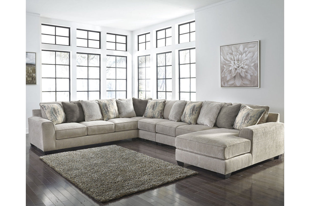 Ardsley Pewter 5-Piece Sectional with Chaise from Ashley - Luna Furniture