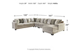 Ardsley Pewter 5-Piece Sectional with Chaise from Ashley - Luna Furniture