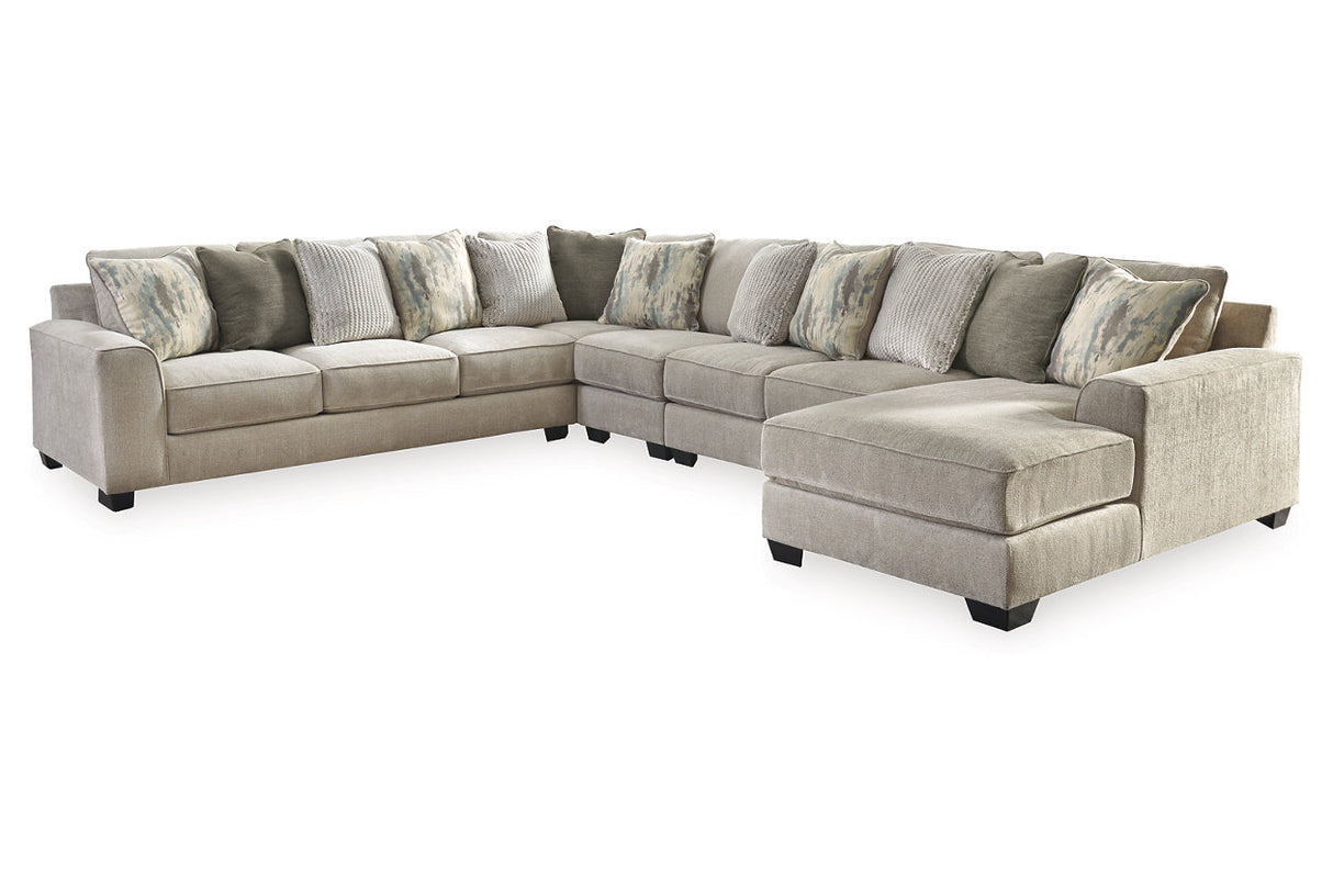 Ardsley Pewter 5-Piece Sectional with Chaise from Ashley - Luna Furniture