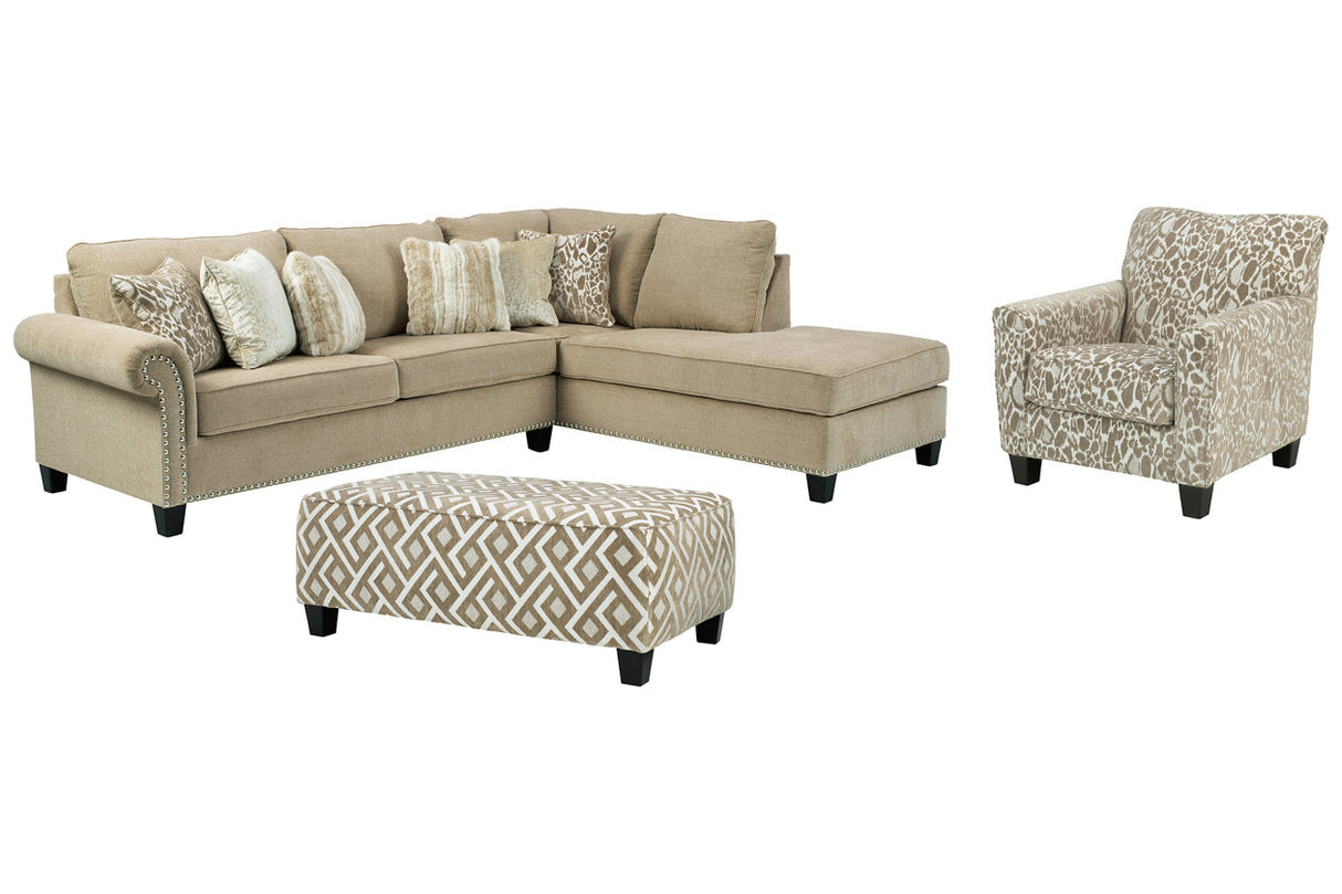 Dovemont Putty 2-Piece Sectional with Chair and Ottoman -  Ashley - Luna Furniture