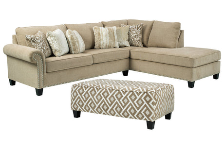 Dovemont Putty 2-Piece Sectional with Ottoman -  Ashley - Luna Furniture