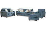 Cashton Blue Sofa, Loveseat, Chair and Ottoman -  Ashley - Luna Furniture