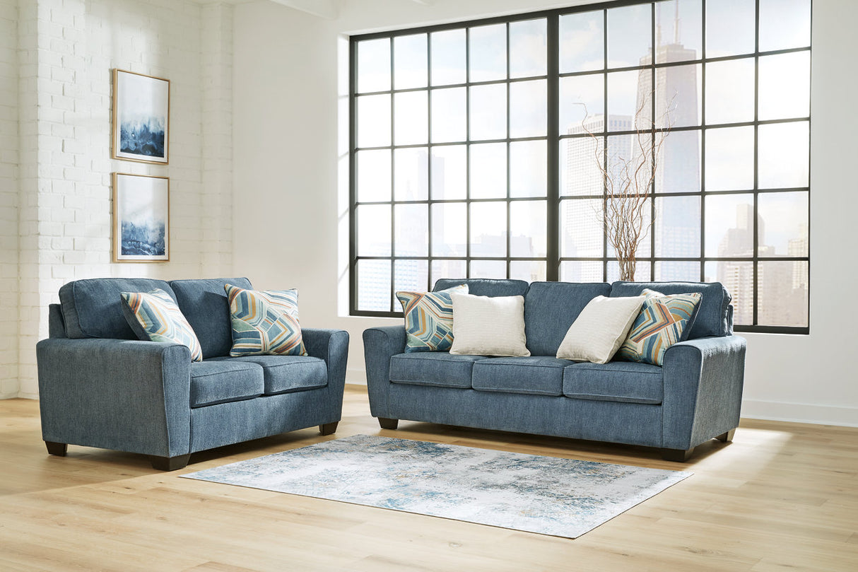 Cashton Blue Sofa, Loveseat, Chair and Ottoman -  Ashley - Luna Furniture