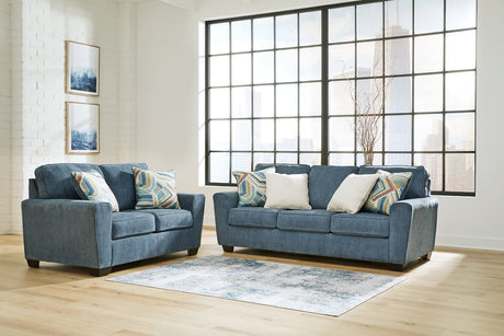 Cashton Blue Sofa and Loveseat -  Ashley - Luna Furniture