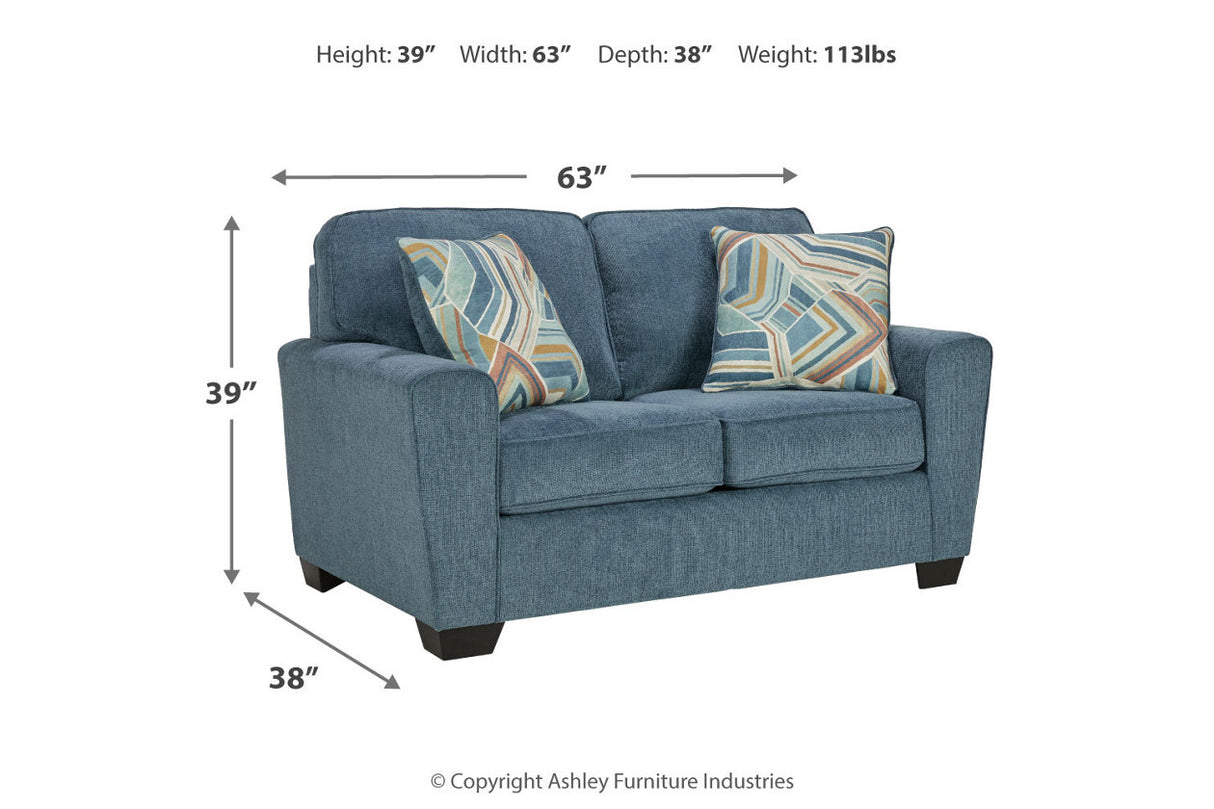 Cashton Blue Sofa, Loveseat, Chair and Ottoman -  Ashley - Luna Furniture