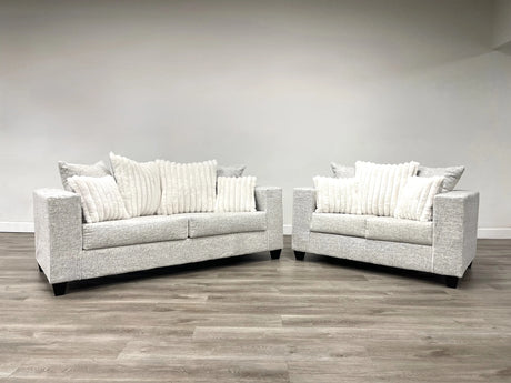 410-2PC-CREAM Sofa and Loveseat Set - 410-2PC-CREAM