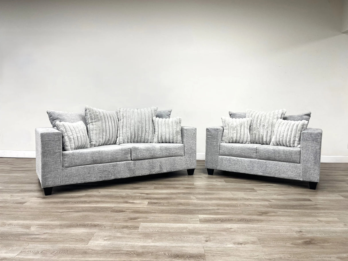 410-2PC-GRAY Sofa and Loveseat Set - 410-2PC-GRAY