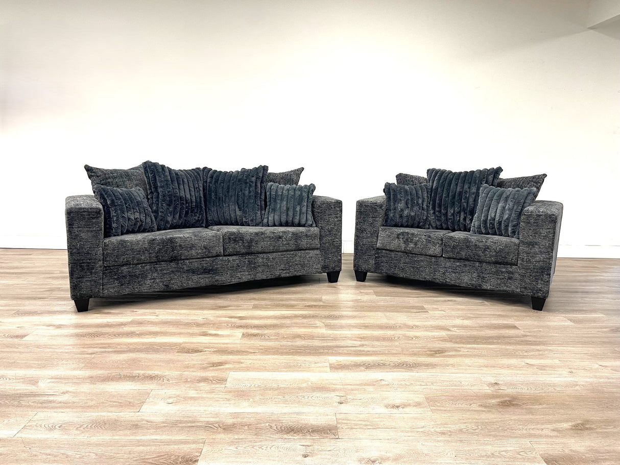 Bozo Charcoal Sofa and Loveseat from Happy Homes - Luna Furniture