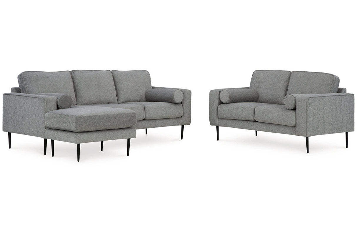 Hazela Charcoal Sofa Chaise and Loveseat from Ashley - Luna Furniture