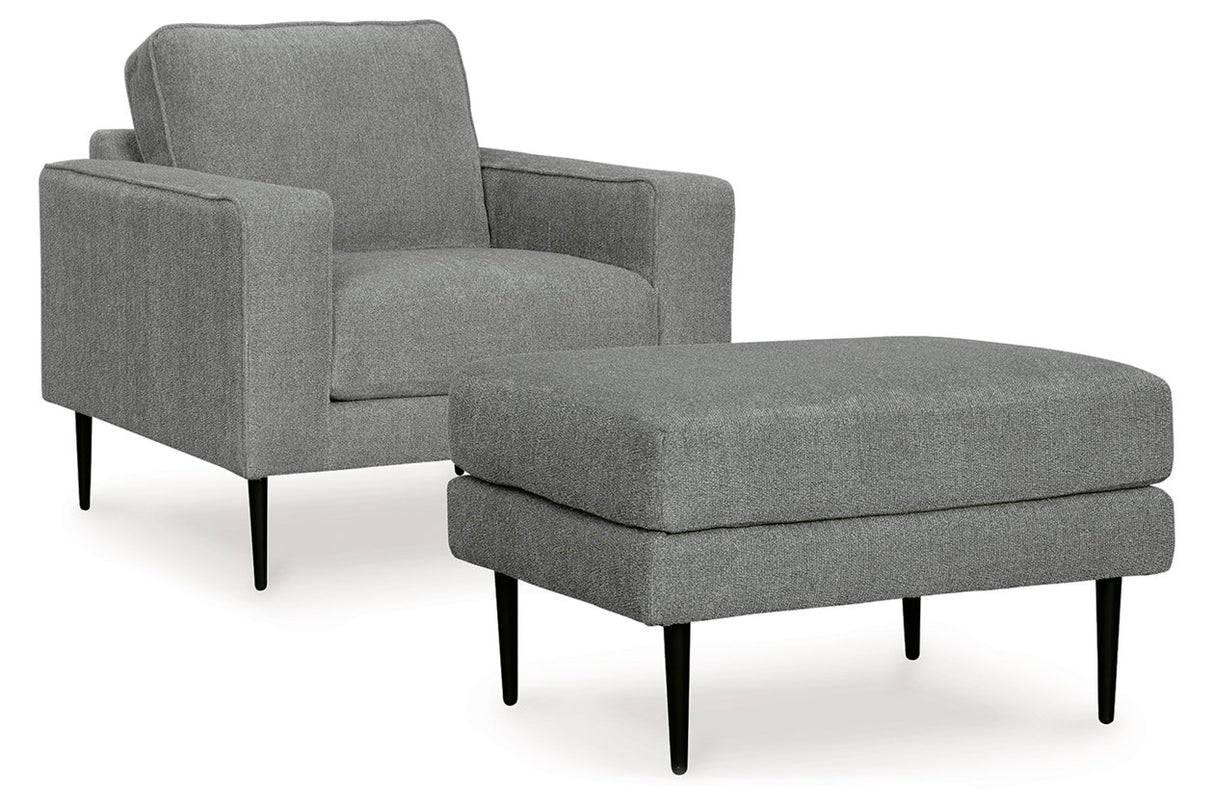 Hazela Charcoal Chair and Ottoman from Ashley - Luna Furniture