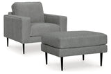 Hazela Charcoal Chair and Ottoman from Ashley - Luna Furniture