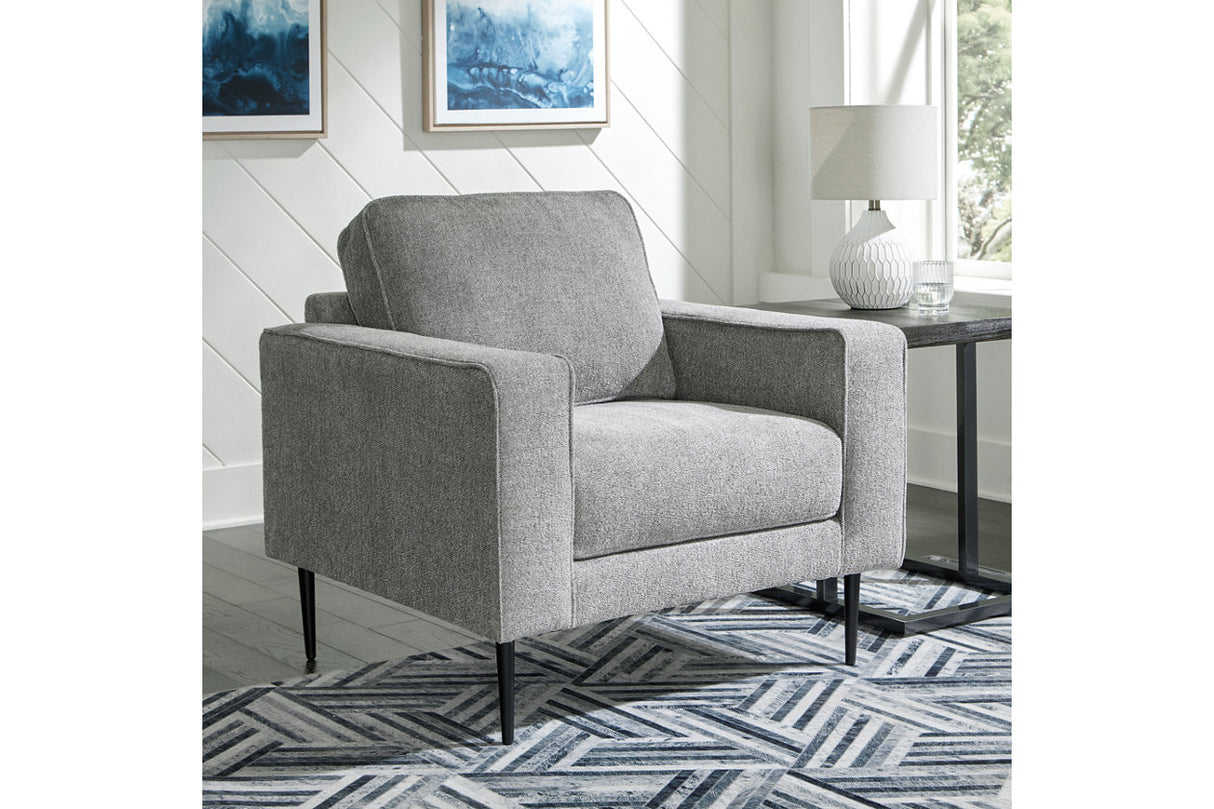 Hazela Charcoal Chair and Ottoman from Ashley - Luna Furniture