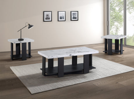 Boris Faux Marble 3-Piece Coffee Table Set from Crown Mark - Luna Furniture