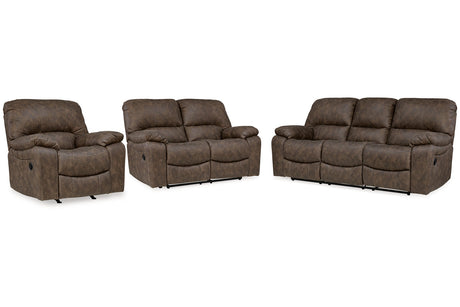 Kilmartin Chocolate Reclining Sofa, Loveseat and Recliner -  Ashley - Luna Furniture