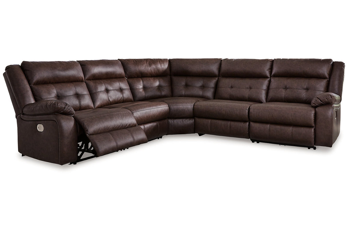 Punch Up Walnut 5-Piece Power Reclining Sectional from Ashley - Luna Furniture