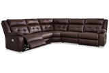 Punch Up Walnut 5-Piece Power Reclining Sectional from Ashley - Luna Furniture