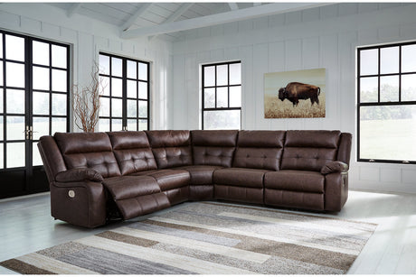 Punch Up Walnut 5-Piece Power Reclining Sectional from Ashley - Luna Furniture