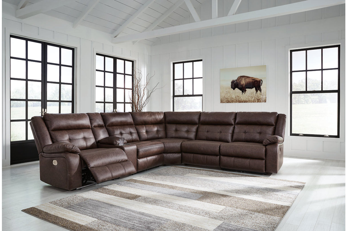 Punch Up Walnut 6-Piece Power Reclining Sectional from Ashley - Luna Furniture