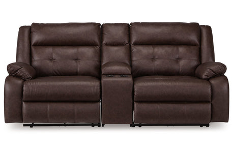 Punch Up Walnut 3-Piece Power Reclining Sectional Loveseat with Console from Ashley - Luna Furniture