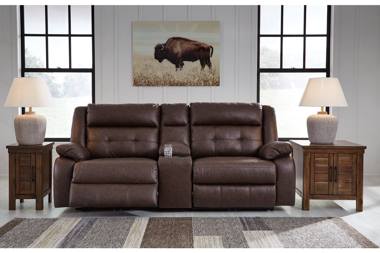 Punch Up Walnut 3-Piece Power Reclining Sectional Loveseat with Console from Ashley - Luna Furniture