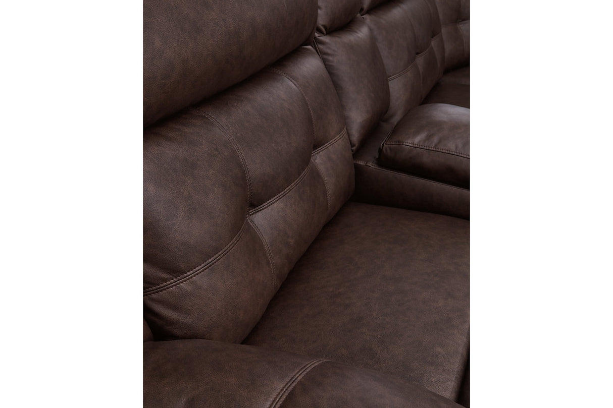 Punch Up Walnut 2-Piece Power Reclining Sectional Loveseat from Ashley - Luna Furniture