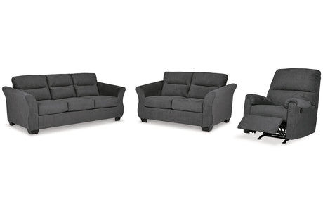 Miravel Gunmetal Sofa, Loveseat and Recliner -  Ashley - Luna Furniture