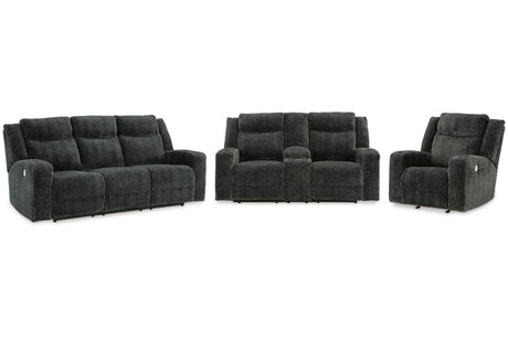Martinglenn Ebony Power Reclining Sofa, Loveseat and Recliner -  Ashley - Luna Furniture