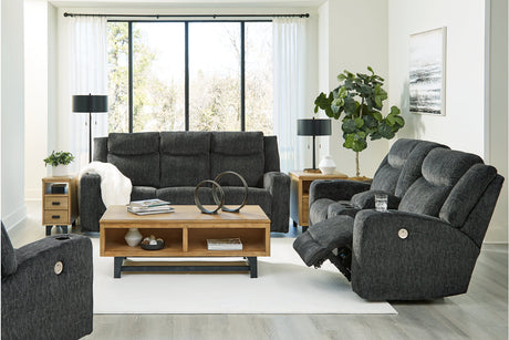 Martinglenn Ebony Power Reclining Sofa, Loveseat and Recliner -  Ashley - Luna Furniture
