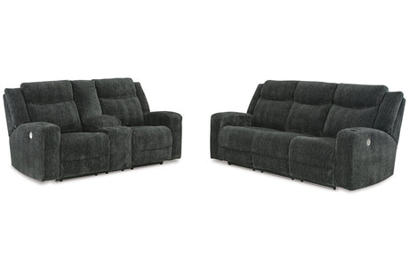 Martinglenn Ebony Power Reclining Sofa and Loveseat -  Ashley - Luna Furniture