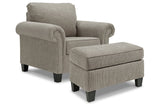 Shewsbury Pewter Chair and Ottoman -  Ashley - Luna Furniture