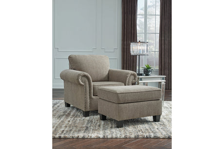 Shewsbury Pewter Chair and Ottoman -  Ashley - Luna Furniture