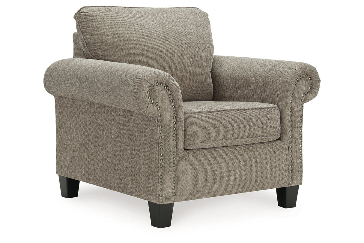 Shewsbury Pewter Chair and Ottoman -  Ashley - Luna Furniture