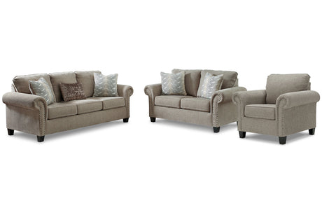 Shewsbury Pewter Sofa, Loveseat and Chair -  Ashley - Luna Furniture