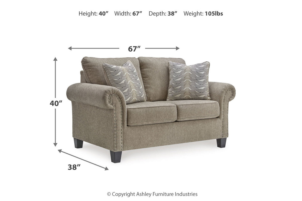 Shewsbury Pewter Sofa, Loveseat, Chair and Ottoman -  Ashley - Luna Furniture