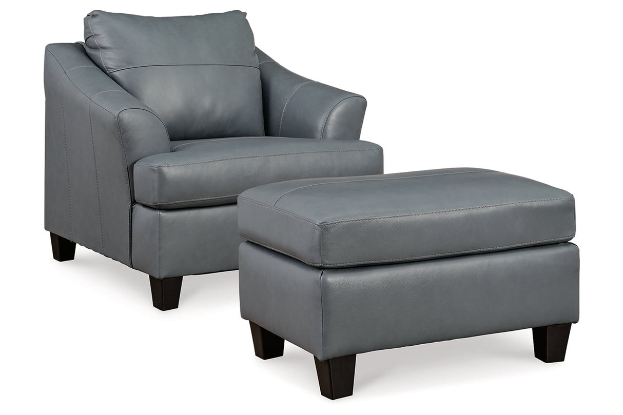 Genoa Steel Oversized Chair and Ottoman -  Ashley - Luna Furniture