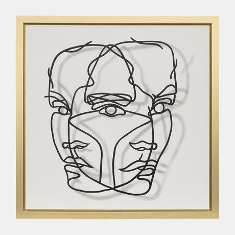 47x47,gld Frame Hand Painted Face Illusion,wht/blk from Sagebrook Home - Luna Furniture