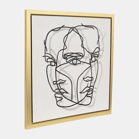 47x47,gld Frame Hand Painted Face Illusion,wht/blk from Sagebrook Home - Luna Furniture